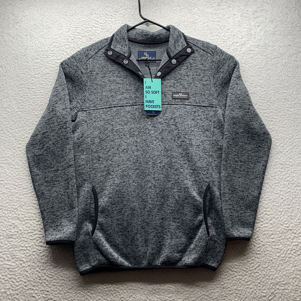 Simply Southern T-Snap Sweater Womens Medium M Gray Fleece Lined Preppy Outdoors